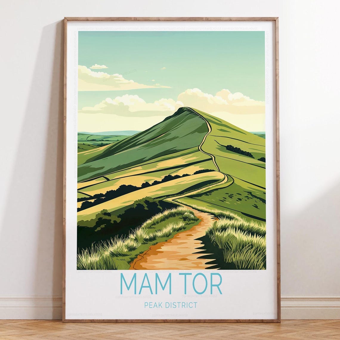 Mam Tor Peak District Rolling Green Hill Path England Poster