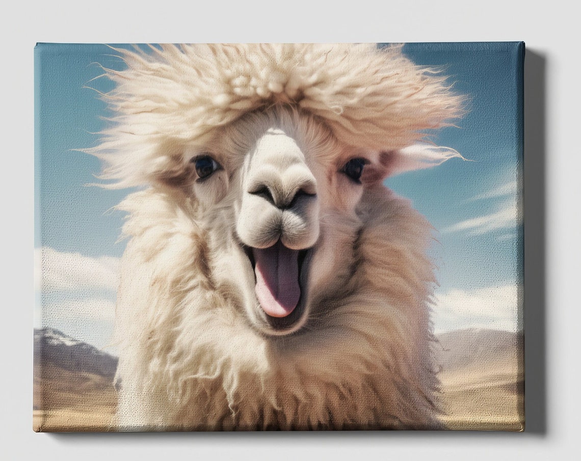 Funny Alpaca Art Print, Mountain Nature - Image 3