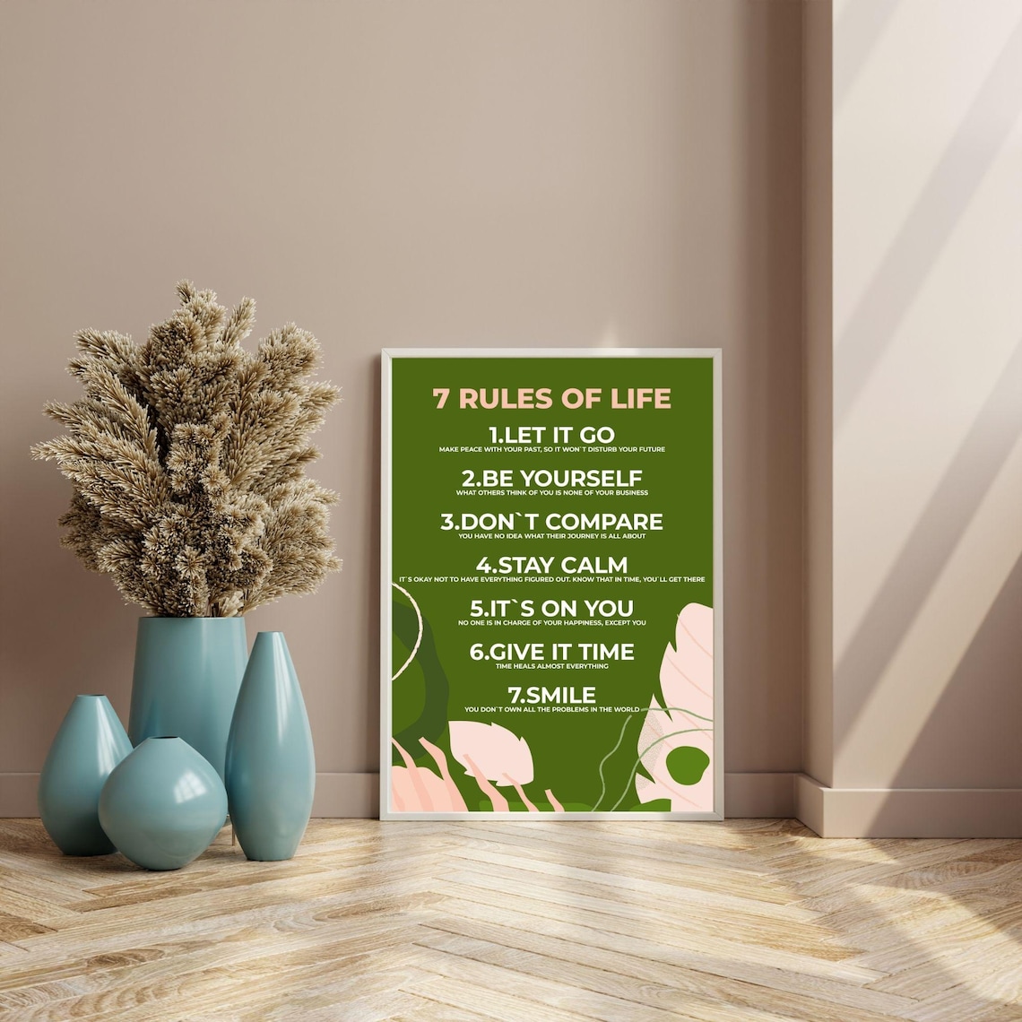 7 Rules of Life Motivational Quotes, Therapy Office Decor - Image 2