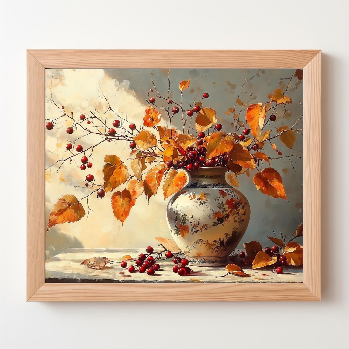 Autumn Berries Golden Branches Floral Vase Vintage Still Life Poster - Image 5