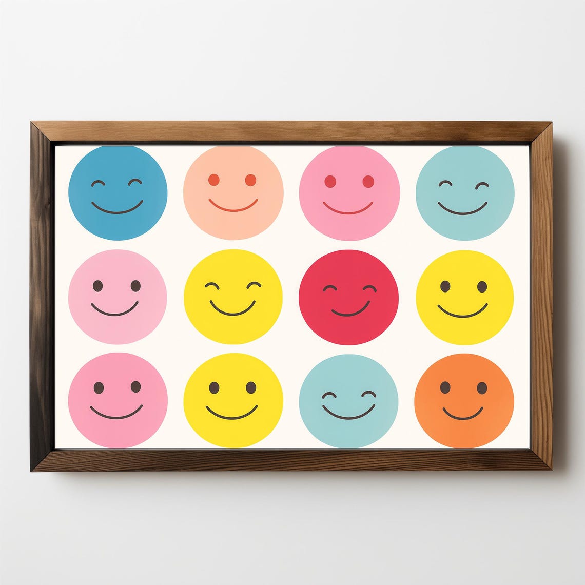 Colorful Smiley Face Grid Happy Faces Nursery Playroom Wall Poster - Image 5