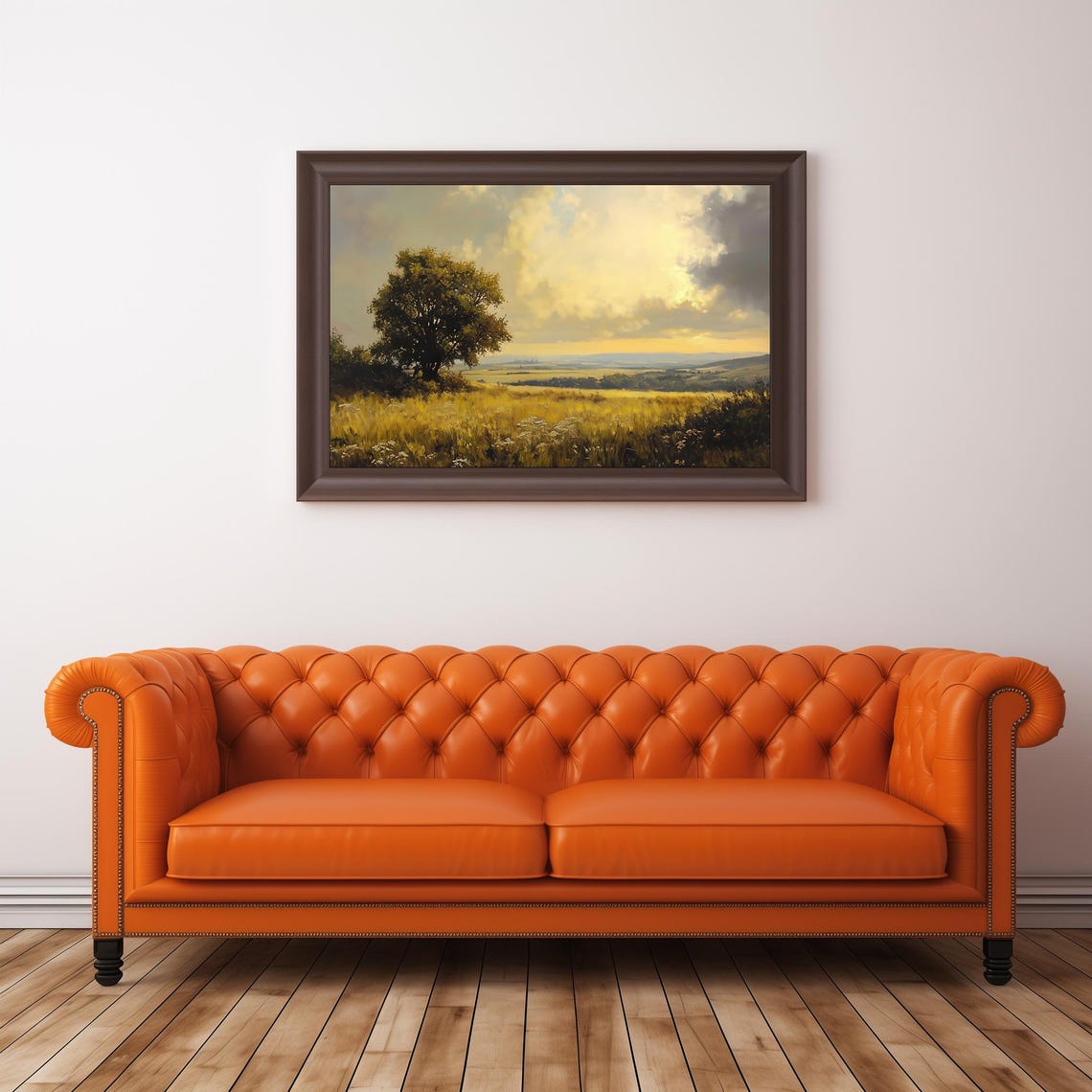Golden Wheat Field Sunset Lone Tree Rolling Hills Countryside Poster - Image 3