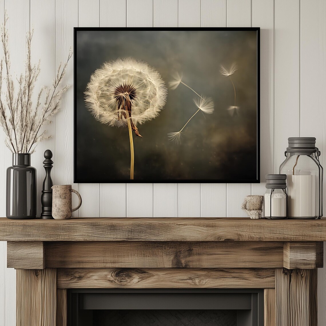 Dandelion Antique Oil Painting, Gothic Floral Art - Image 2
