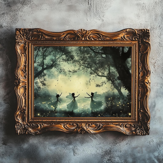Fairies Vintage Wall Art Witchy Moody Wall Art Dark Art Cottagecore Girly Whimsical Wall Art Girls Room Decor 365