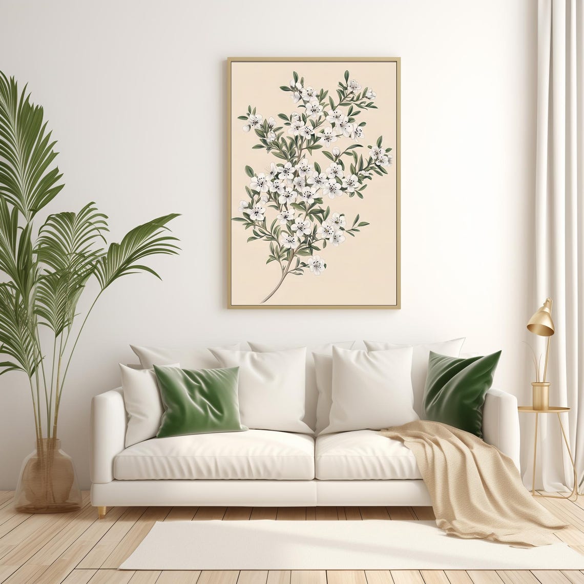 Vintage White Wildflower Botanical Print Neutral Floral Wall Poster - Image 4