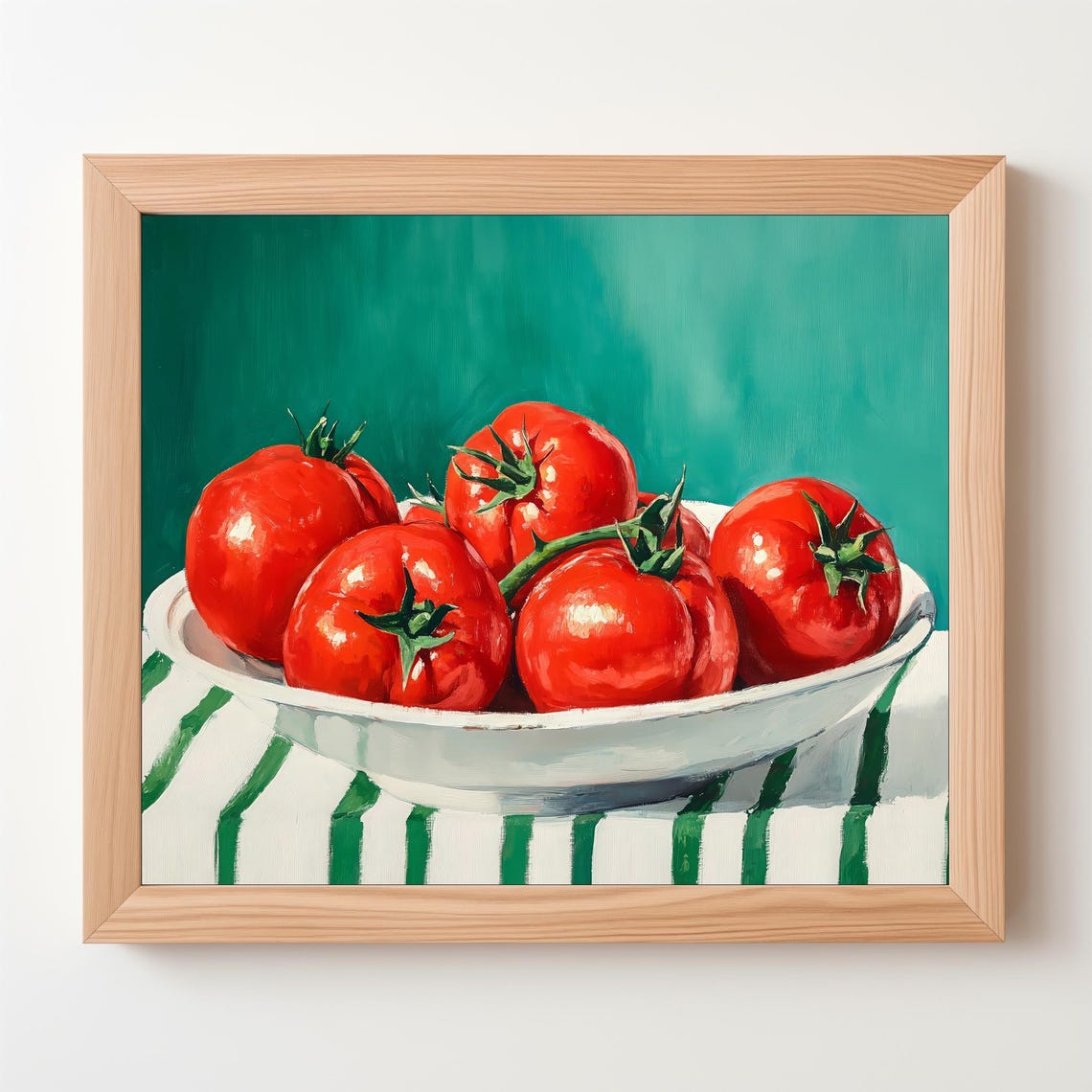 Red Tomatoes In White Bowl Still Life Painting Kitchen Wall Art - Image 5