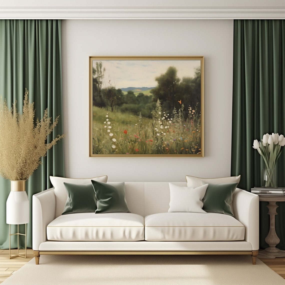 Summer Wildflower Meadow Forest Edge Vintage Country Landscape Poster - Image 4