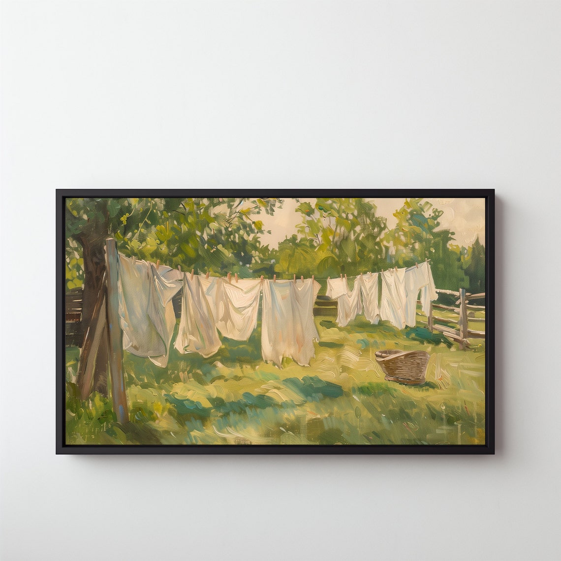 Sunny Laundry Day Clothesline Garden Vintage Impressionist Wall Poster - Image 5