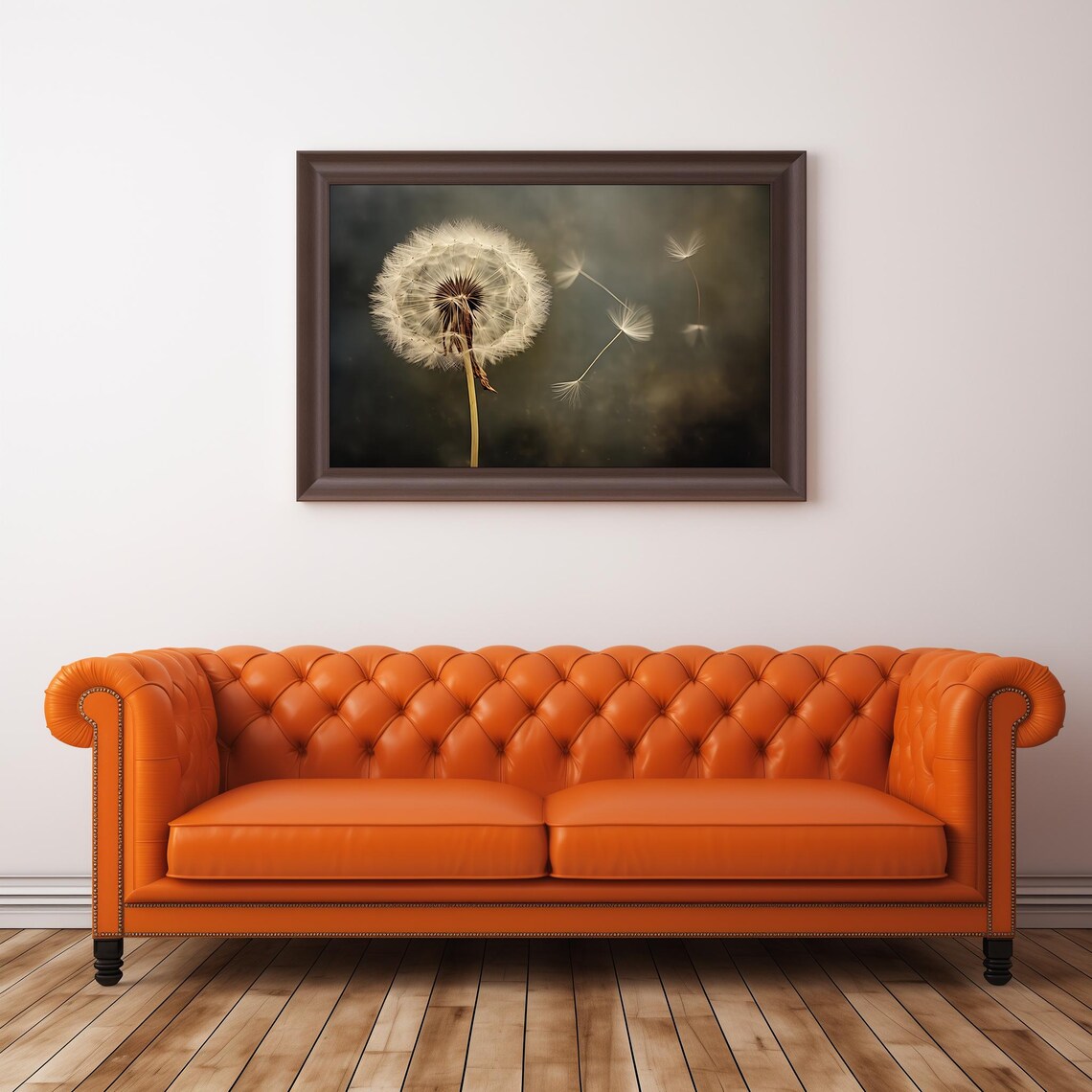 Dandelion Antique Oil Painting, Gothic Floral Art