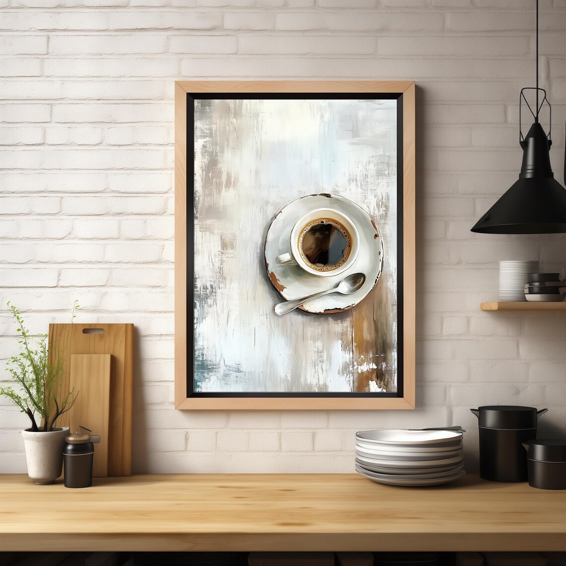 Neutral Coffee Art, Minimalist Kitchen Art Print - Image 3