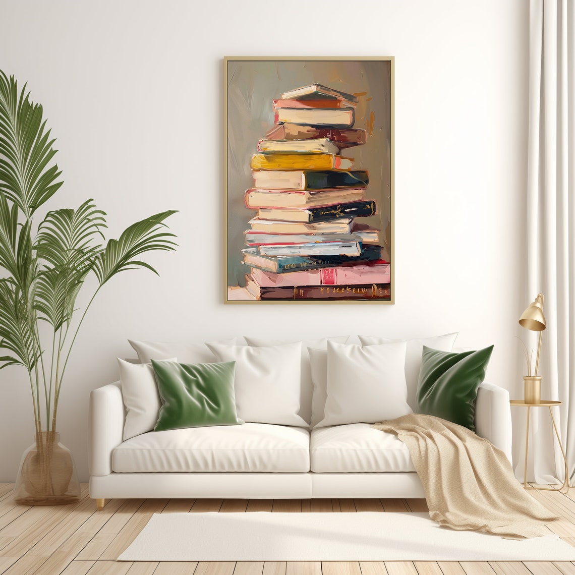 Vintage Stack Of Books Oil Painting Book Lover Library Wall Poster - Image 3