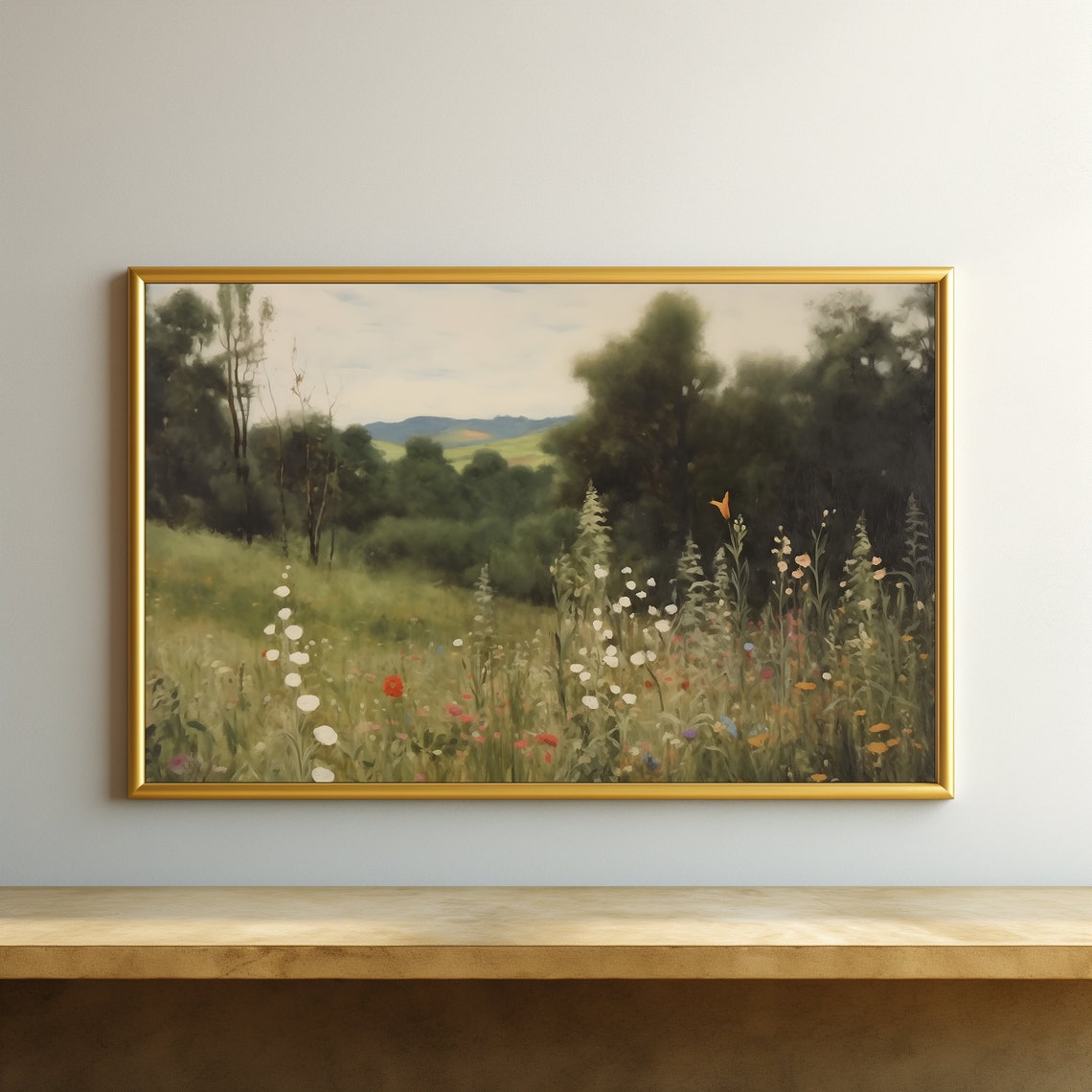 Summer Wildflower Meadow Forest Edge Vintage Country Landscape Poster - Image 2