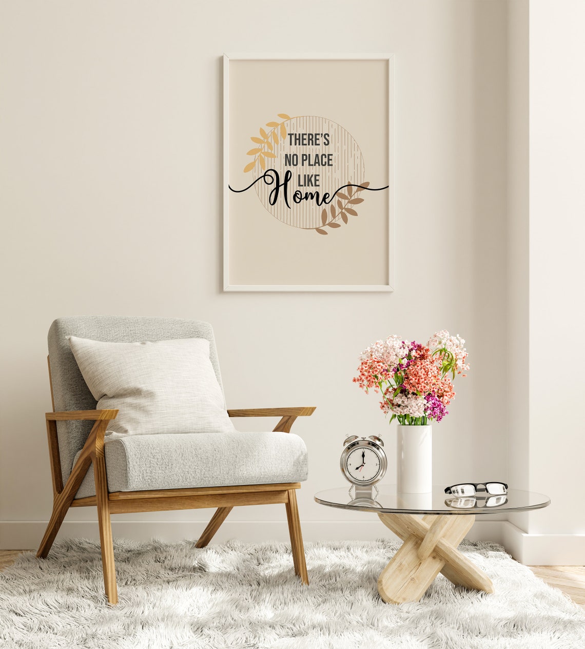 There Is No Place Like Home Botanical Quote Typography Poster - Image 8