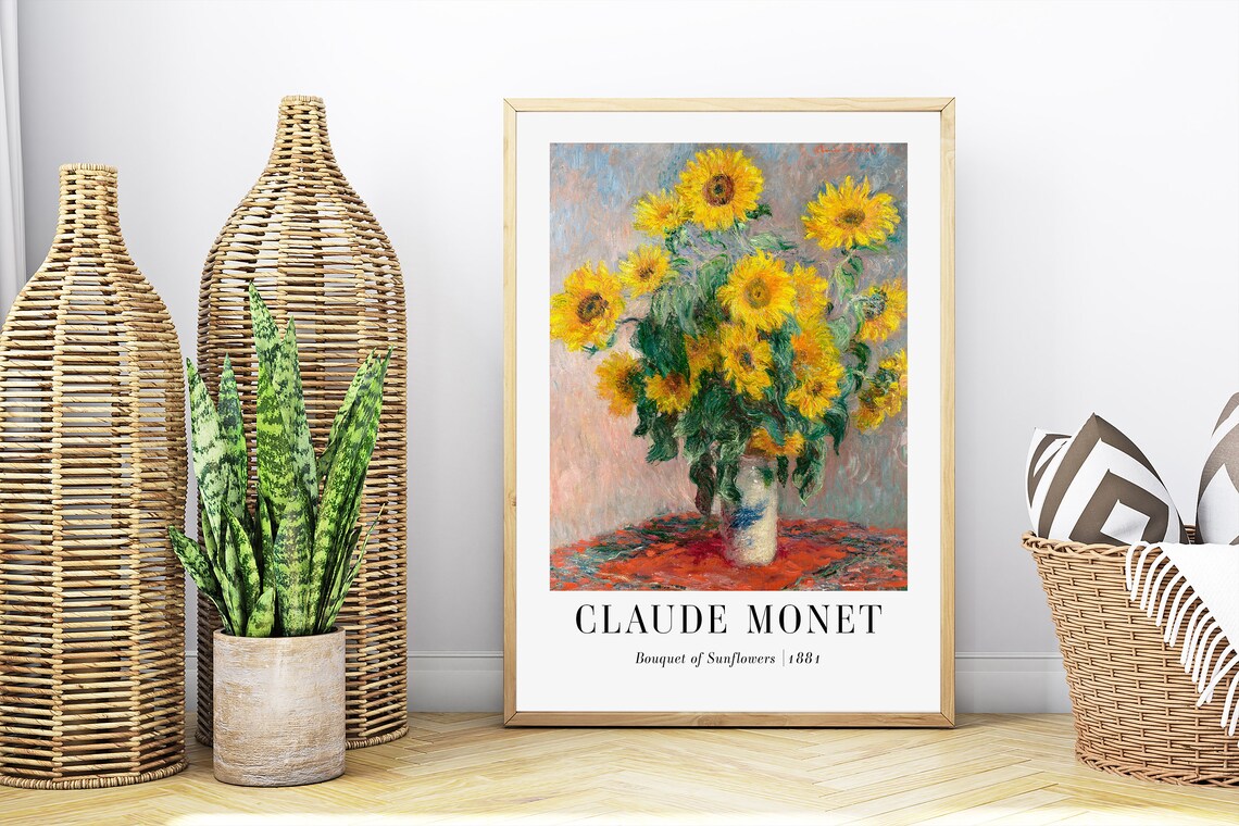 Claude Monet Bouquet of Sunflowers 1881 Bright Yellow Floral Poster - Image 4
