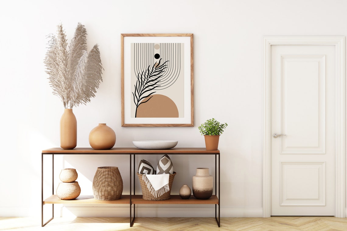 Black Leaf Branch Arch Lines Sun Mid Century Botanical Poster - Image 8