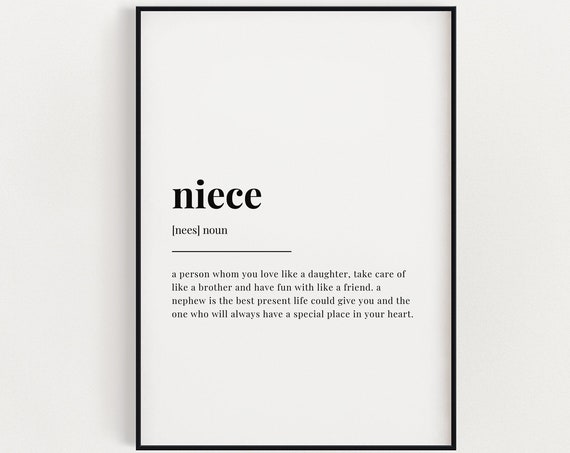 Niece Definition Quote Print, Gift For Her