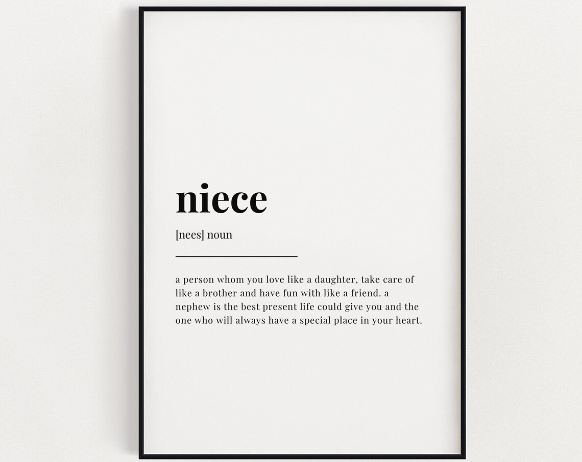 Niece Definition Quote Print, Gift For Her