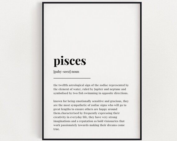 Pisces Definition Meaning Gift Quote Art Print