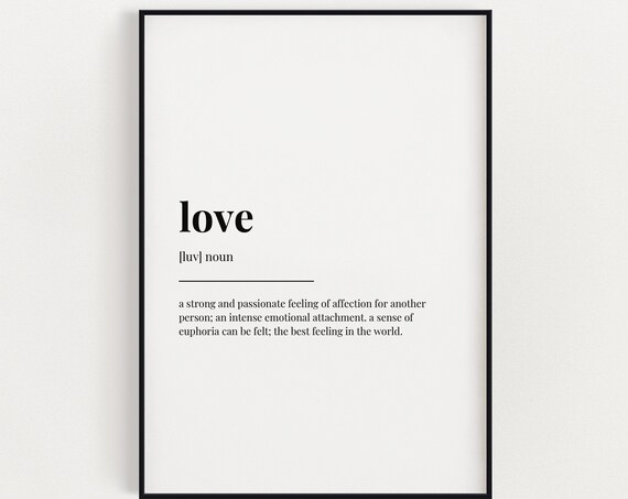 Love Dictionary Definition Quote Poster for Bedroom and Home Decor