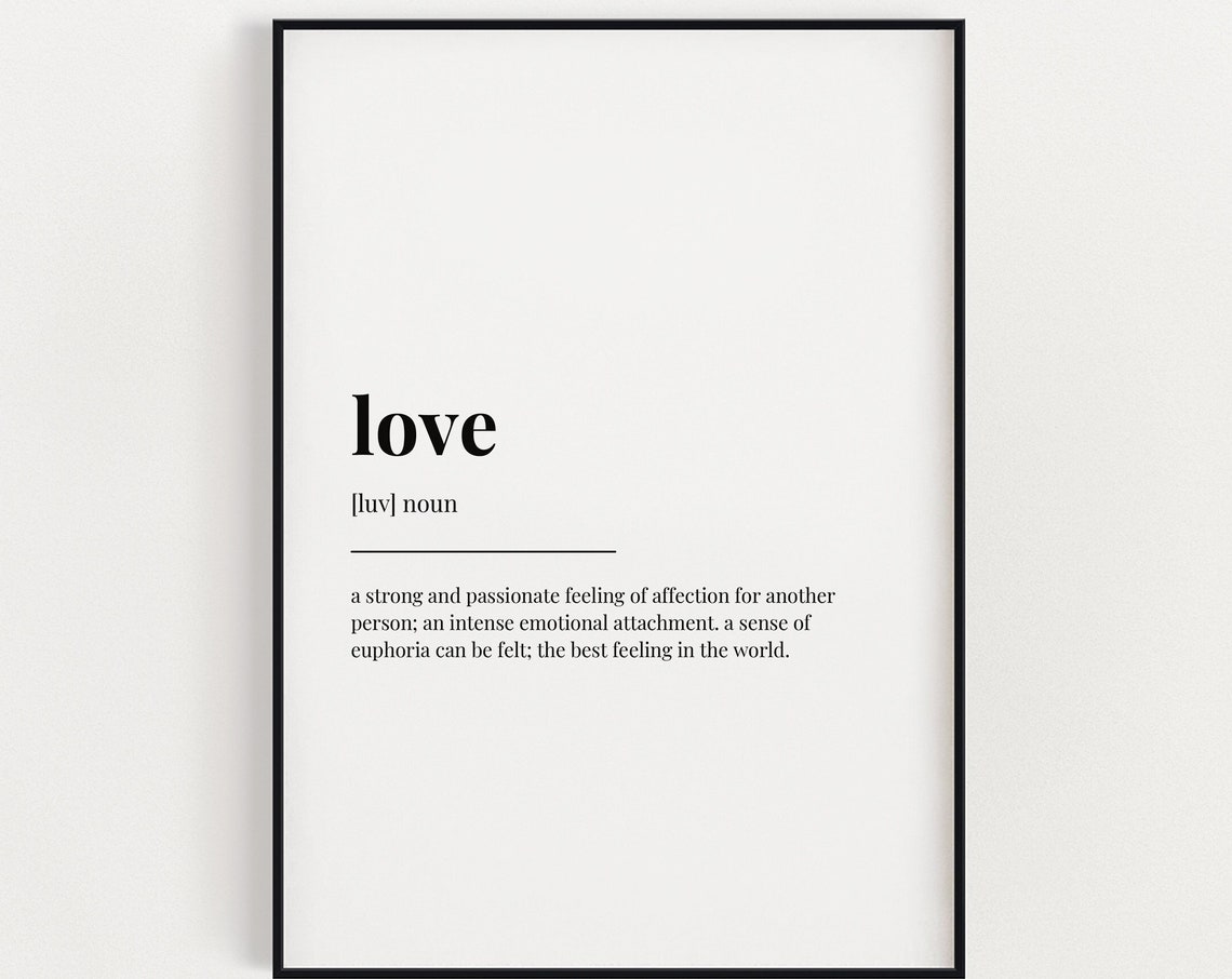 Love Dictionary Definition Quote Poster for Bedroom and Home Decor