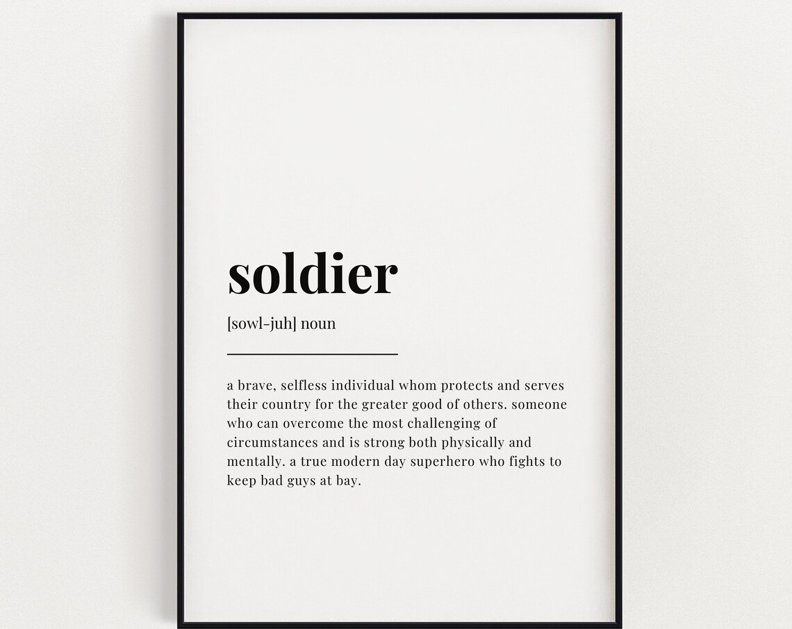 Soldier Definition Meaning Poster Print, Wall Decor