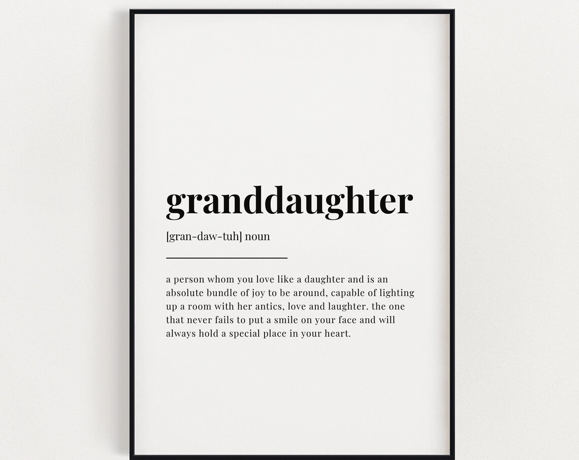 Granddaughter Definition Typography Art Print
