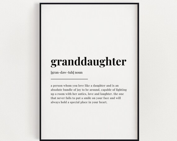 Granddaughter Definition Typography Art Print