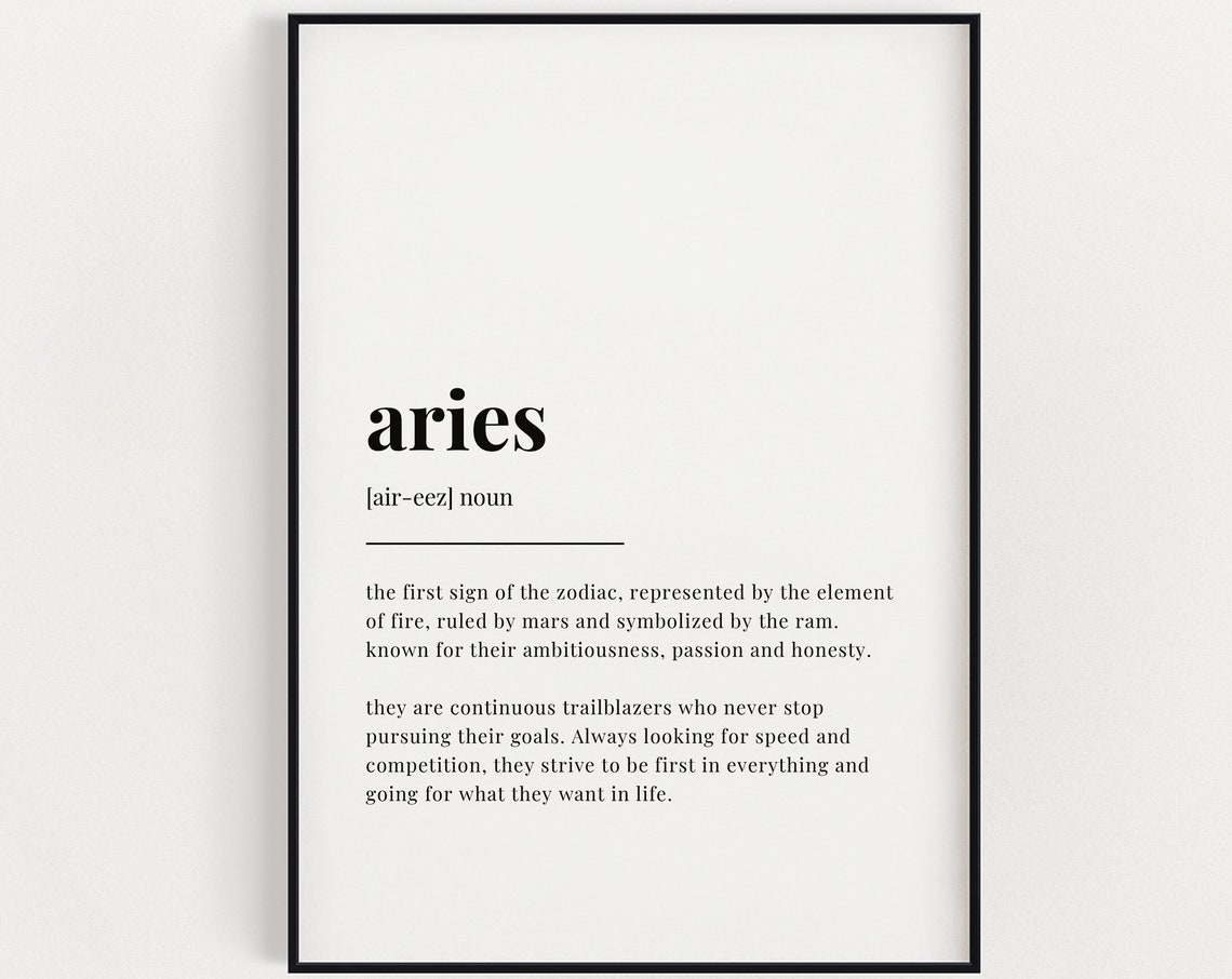 Aries Definition Meaning, Quote Art Print