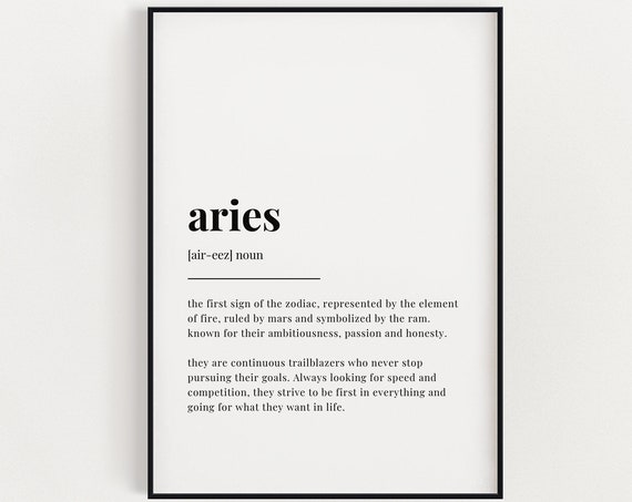 Aries Definition Meaning, Quote Art Print