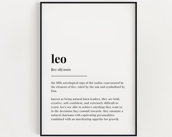 Instant Wall Art Leo Definition Meaning Leo Gift Print Quote Print Leo Definition Print