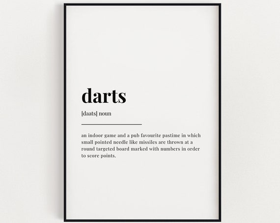 Darts Definition Typography Art Print for Game Room