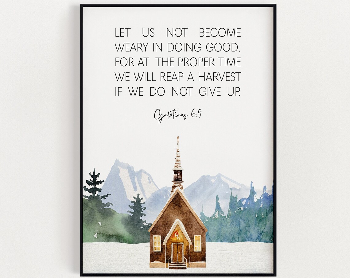 Galatians 6:9 Watercolor Church Poster Bible Verse Christian Home Decor