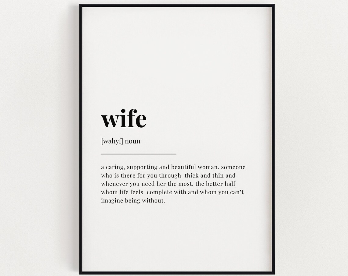 Wife Definition Quote Print, Wedding Gift Wall Art