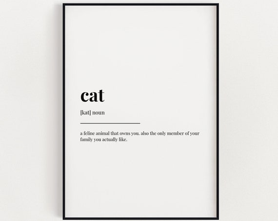 Cat Definition Print, Cat Lovers Wall Art Print