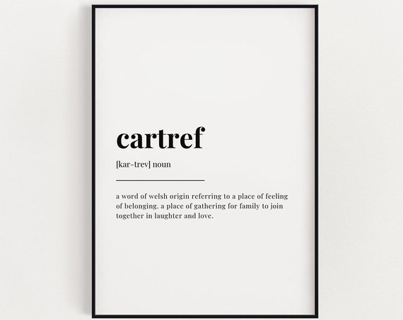 Cartref Definition Quote, Typography Dictionary Art Print