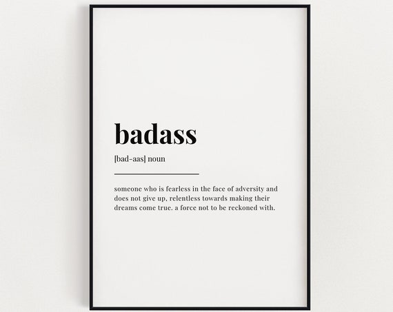 Badass Definition Quote Art Print, Typography