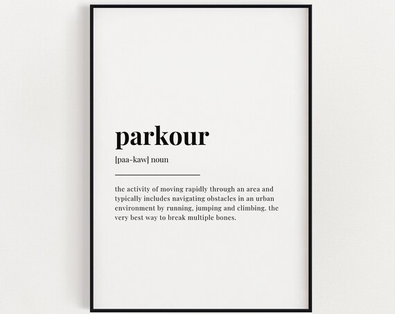 Parkour Definition Dictionary Funny Urban Runner Gift Poster