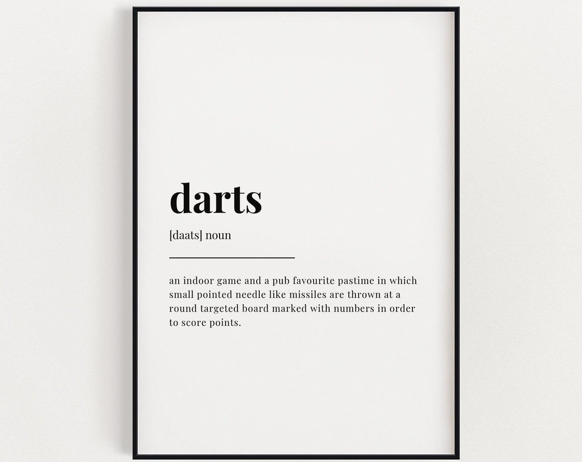 Darts Definition, Game Room Decor Quote