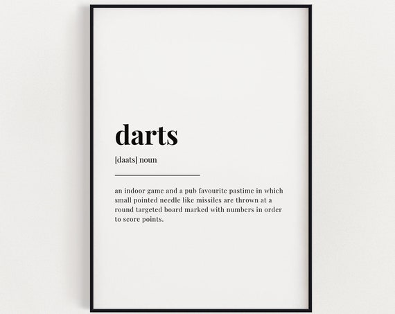 Darts Definition, Game Room Decor Quote
