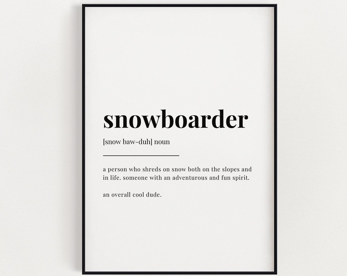 Snowboarder Definition Minimalist Typography Dictionary Poster