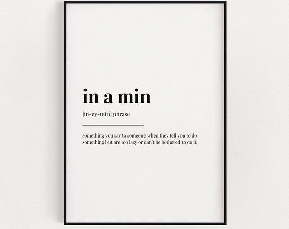 In A Min Funny Lazy Dictionary Definition Typographic Quote Poster