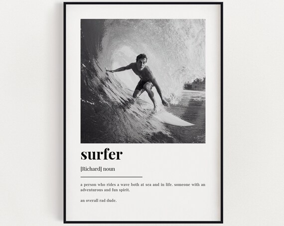 Personalised Surfer Definition Print Wall Art Gift Quote Custom With Photo