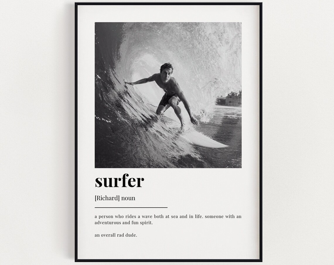 Personalised Surfer Definition Print Wall Art Gift Quote Custom With Photo