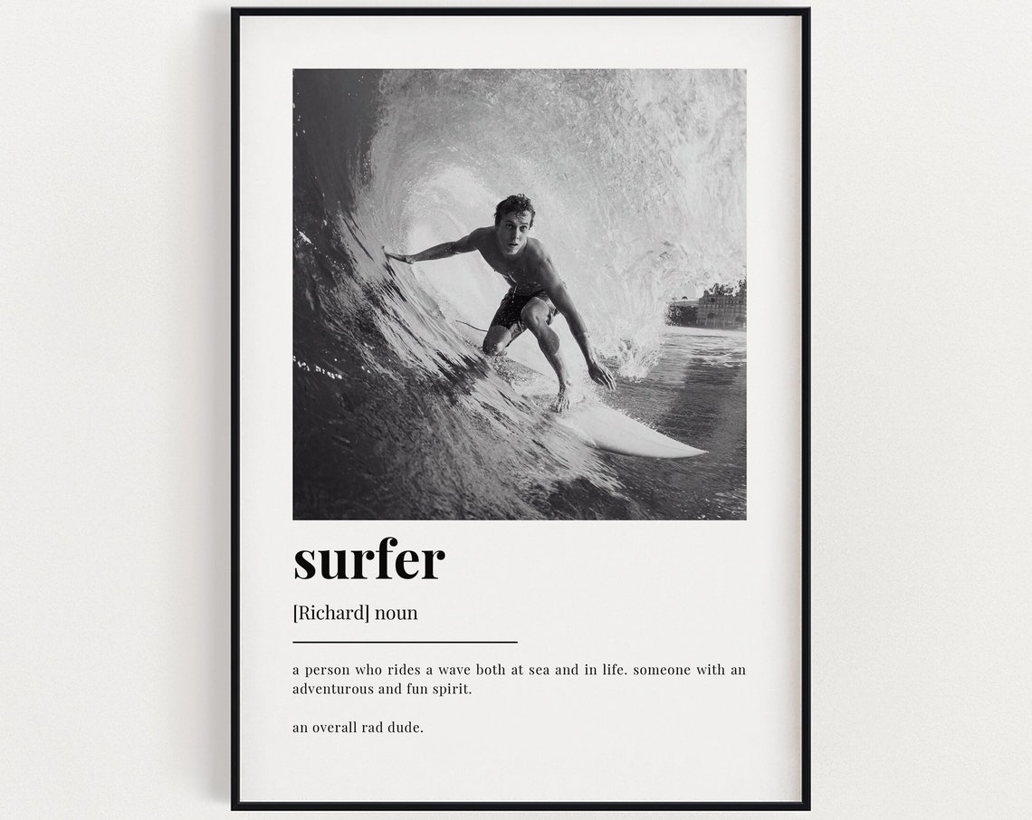 Personalized Surfer Definition Art Print With Custom Photo Gift