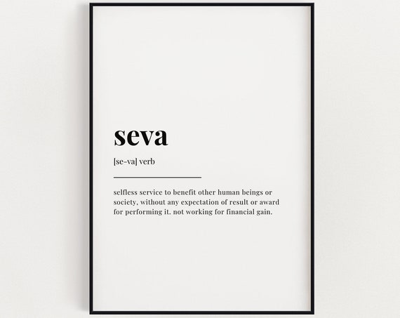Seva Definition Quote Art Print