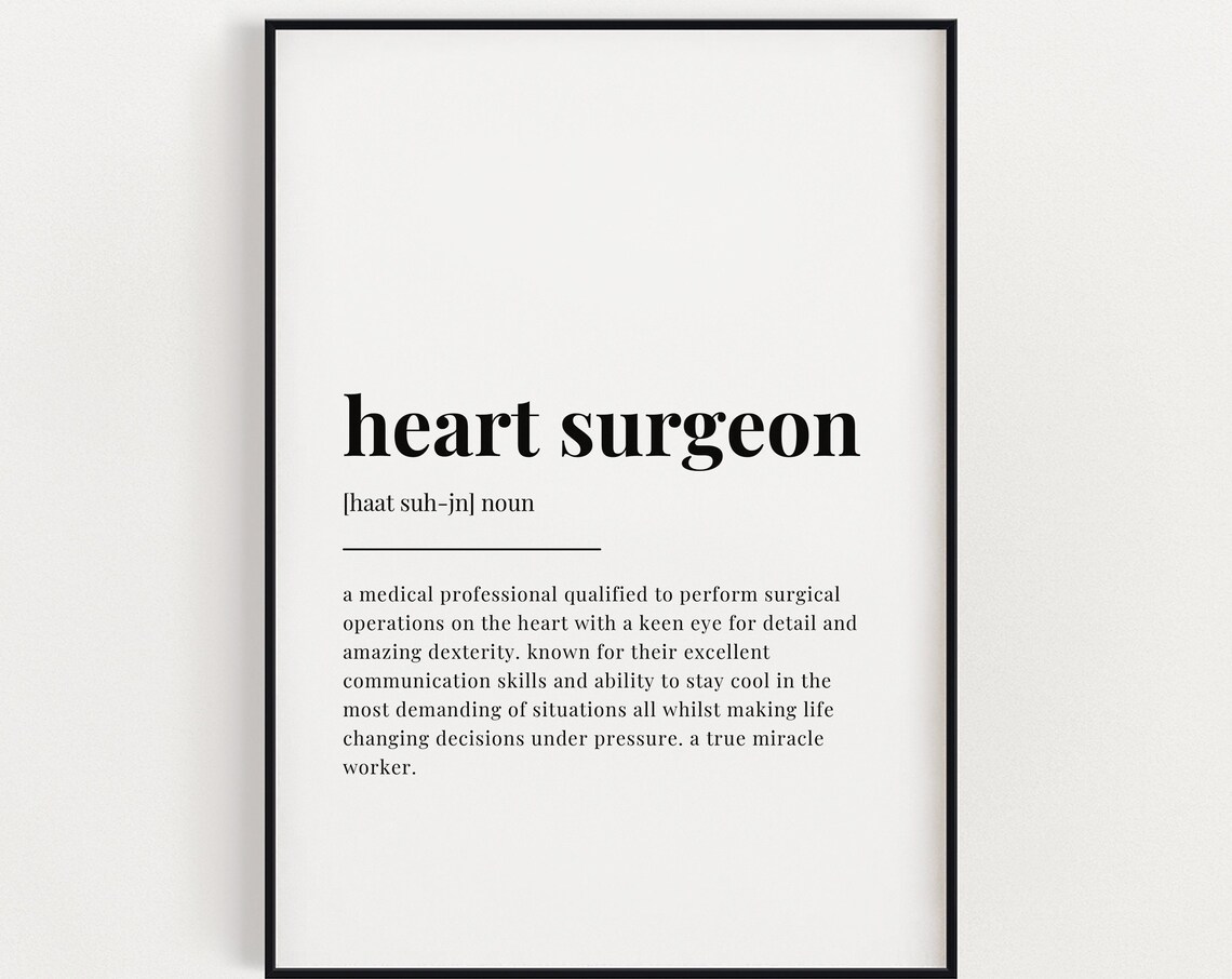 Heart Surgeon Definition Dictionary Poster Thank You Gift for Cardiac Surgeon