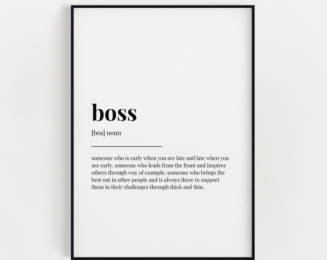 Boss Definition Noun Inspirational Office Appreciation Typographic Poster