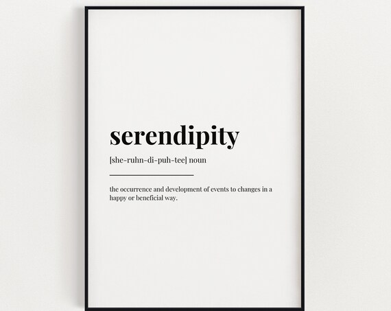 Serendipity Definition Minimalist Dictionary Typography Art Poster
