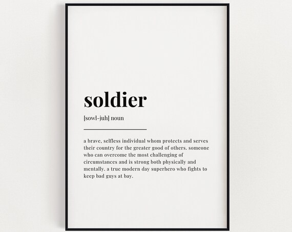 Soldier Definition Quote Poster Print, Military Humor