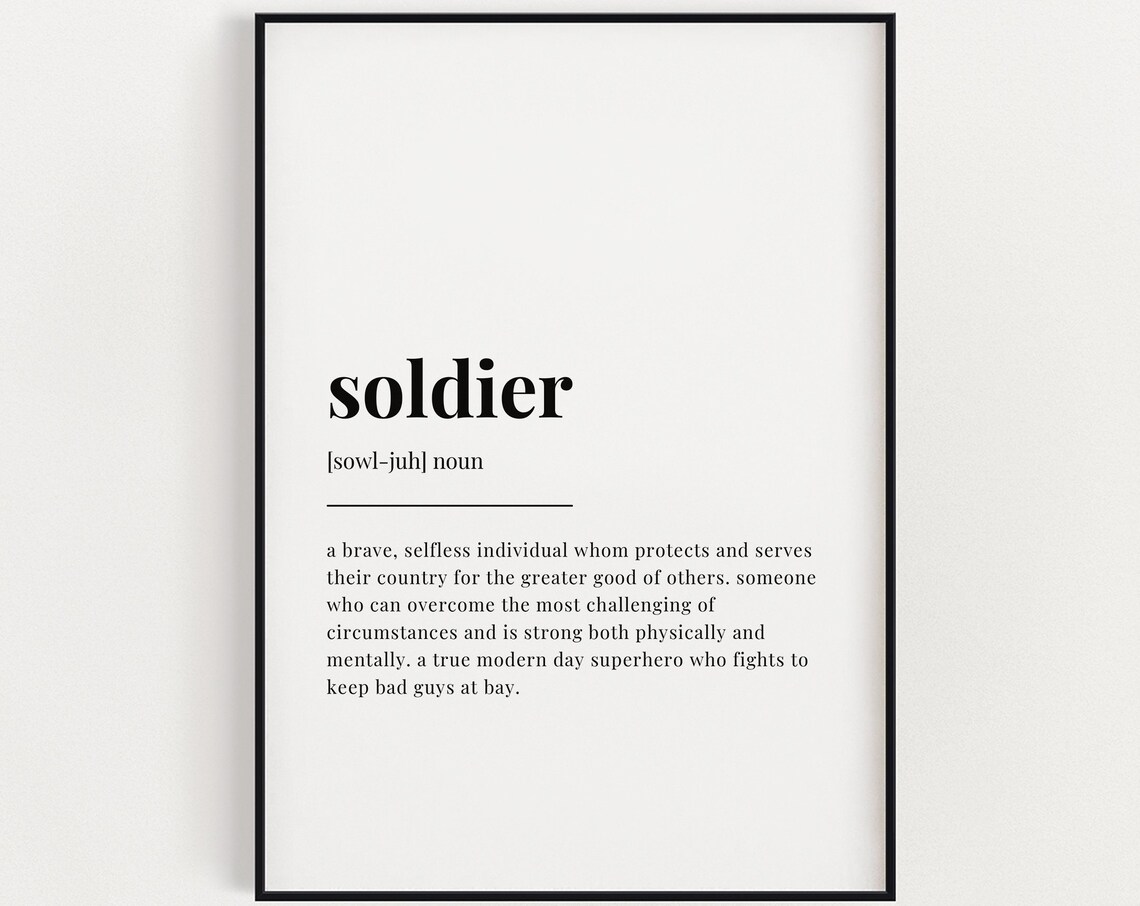 Soldier Definition Quote Poster Print, Military Humor